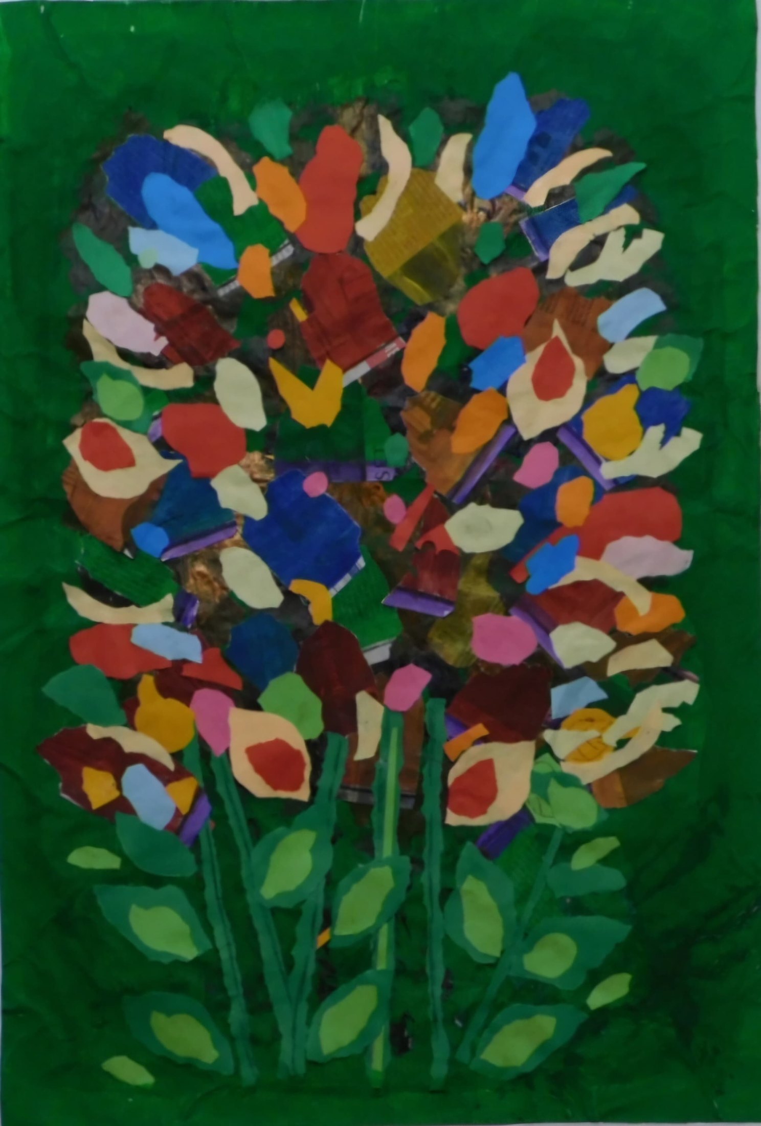 Fiori su fondo verde I di Jacqueline Enkelaar-Ashdown