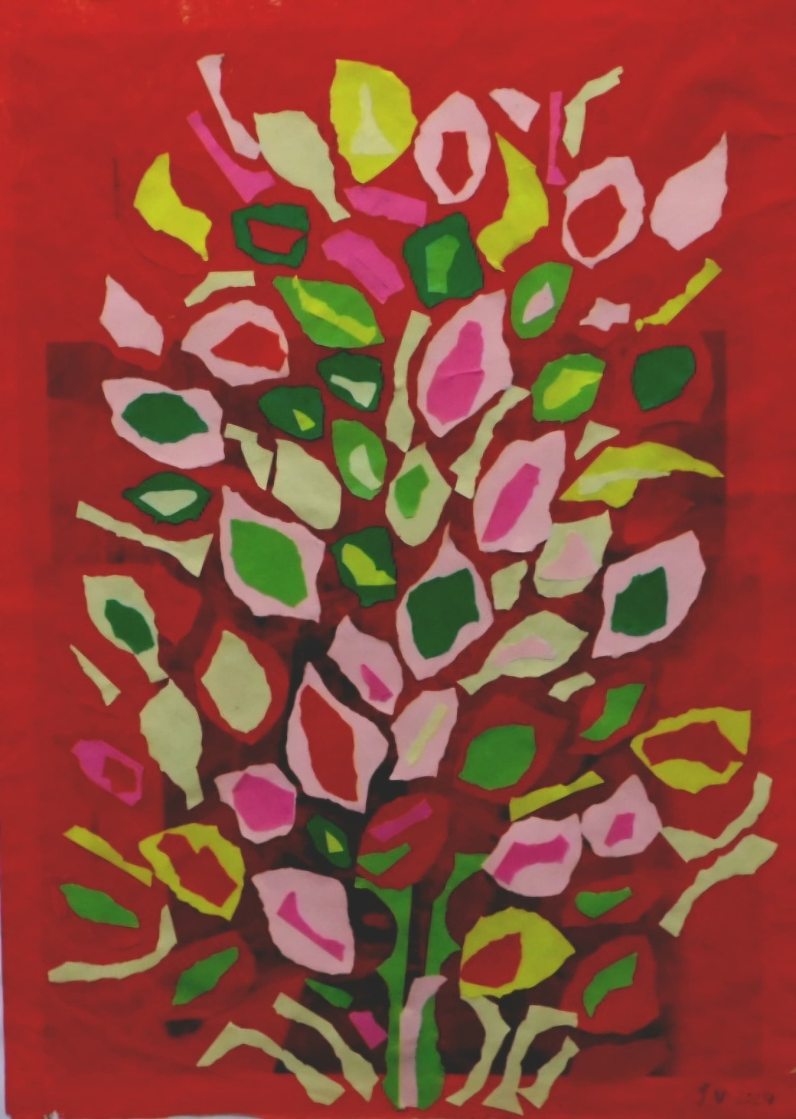 Fiori su fondo rosso di Jacqueline Enkelaar-Ashdown