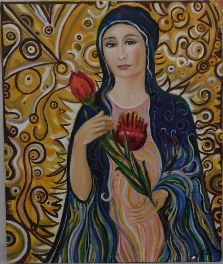 Madonna with Red Rose by Jacqueline Enkelaar-Ashdown