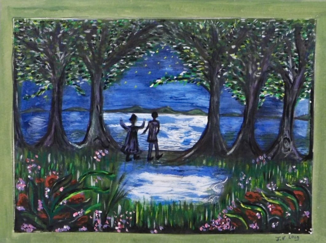 Passeggiata lungo il fiume blu di Jacqueline Enkelaar-Ashdown